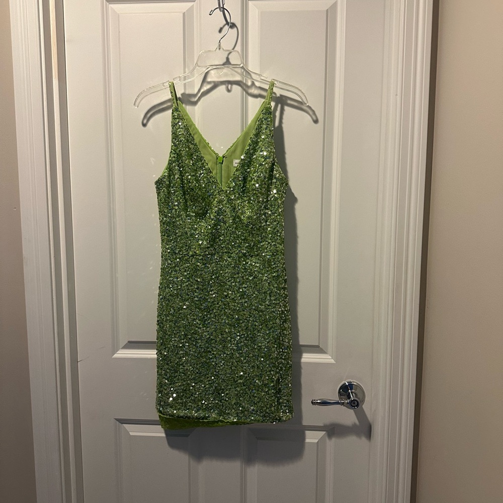 Dress the Population Green Sequin Mini Dress
